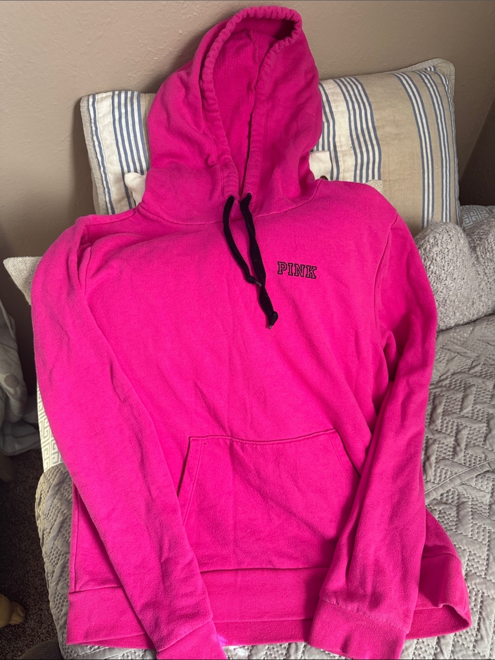 PINK Victoria's Secret Bright Hot Pink Fleece Hoodie